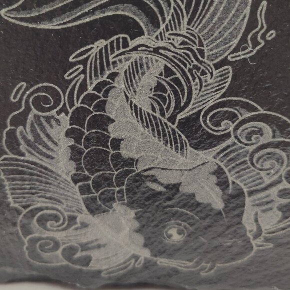 4" Inch Black Coasters Stone. "Koi Fish" - Picture 2 of 8